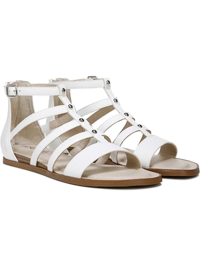 Lifestride Rally Womens Faux Leather Ankle Strap Huarache Sandals In White