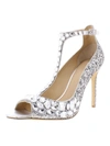 Jewel Badgley Mischka Conroy Womens Glitter Stilettos Dress Sandals In Silver