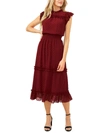 Cece Ruffled Swiss Dot Midi Dress In Multi