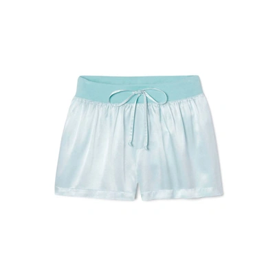 Pj Harlow Mikel Satin Boxer Short With Draw String In Aqua In Blue