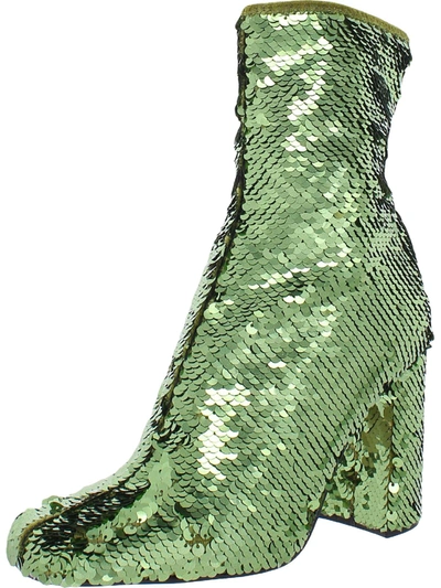 Steve Madden Lynden Womens Sequined Square Toe Mid-calf Boots In Green