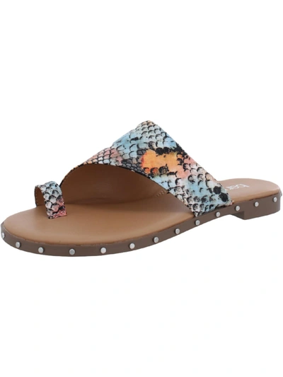 Bar Iii Hattiep Womens Toe Loop Asymetric Slide Sandals In Multi