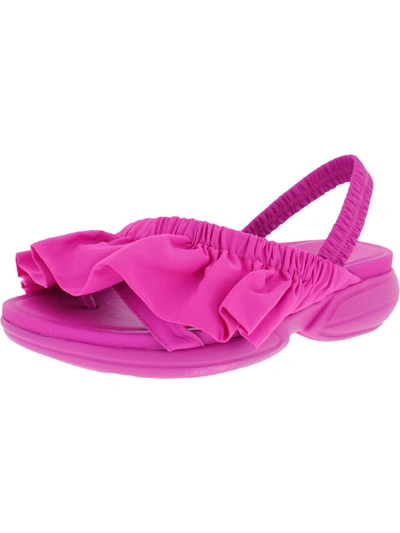 Naturalizer Firecracker Womens Ruffled Slip On Slingback Sandals In Pink