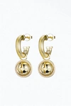 F+h Studios Hardware Charm Hoop Earrings In Gold/clear In Multi