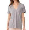 Monrow Textured Tri-blend Relaxed V-neck Tee In Grey