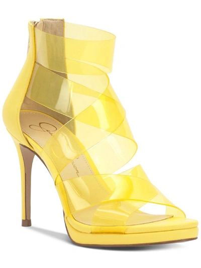 Jessica Simpson Dysti Womens Faux Leather Stiletto Heels In Yellow