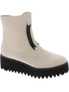All Black Twin Chain Womens Leather Chunky Ankle Boots In Multi