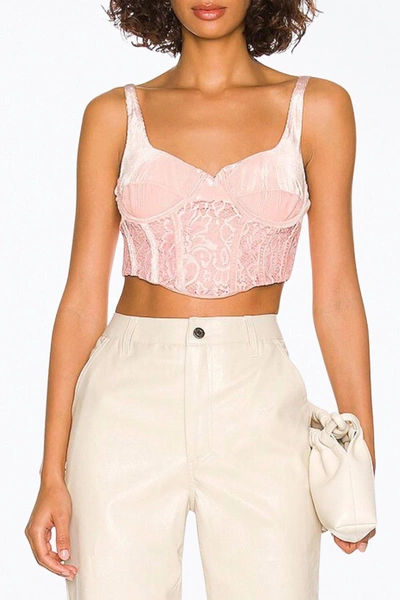 Afrm Ama Velvet Ribbed Corset Top In Apricot Blush In Multi