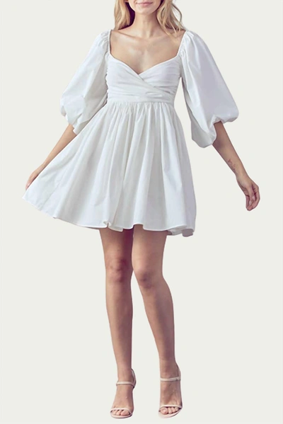 Fore Shirred Wrap-effect Cotton Mini Dress In White