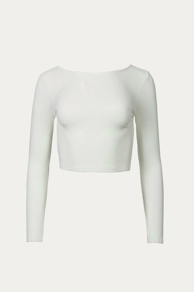 By Together Ribbed Open-back Stretch-modal Top In Off-white In Multi