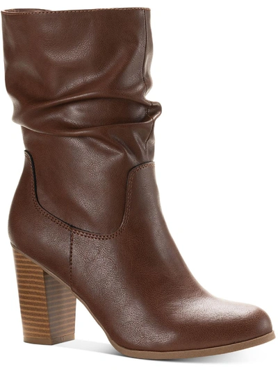 Style & Co Saraa Slouch Womens Faux Leather Block Heel Mid-calf Boots In Green