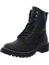 VERY G CONQUEST WOMENS FAUX LEATHER ANKLE COMBAT & LACE-UP BOOTS