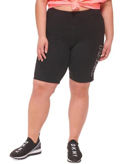 Dkny Sport Plus Womens High-rise Workout Bike Short In Black
