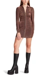 Steve Madden Isabel Metallic Shimmer Long Sleeve Zip Minidress In Multi