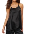 Pj Harlow Anne Satin Spaghetti Strap Tank With Gathered Back In Black