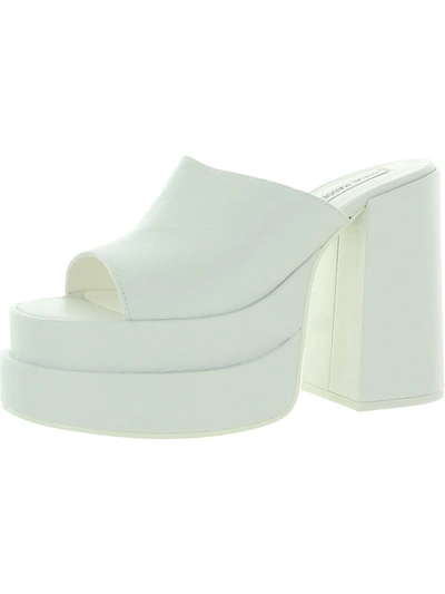 Steve Madden Botanical Womens Faux Leather Studded Platform Sandals In White