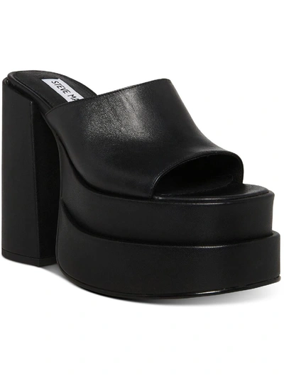 Steve Madden Cagey Womens Leather Platform Heels In Black