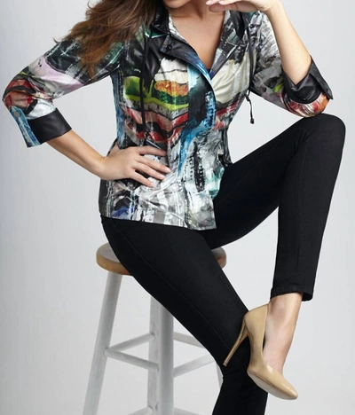 Angel Mosaic Hooded Rain Jacket In Black Multi