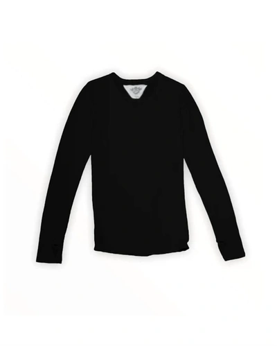 T2love Long Sleeve Boxy Tee With Thumbholes In Black