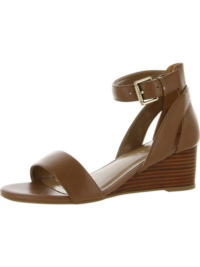 Aerosoles Willowbrook Womens Padded Insole Ankle Strap Wedge Sandals In Brown