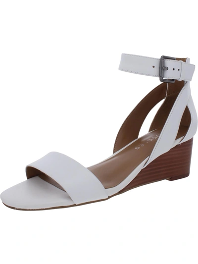 Aerosoles Willowbrook Womens Padded Insole Ankle Strap Wedge Sandals In White