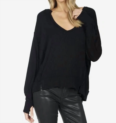 Michael Lauren Spence Oversized V- Neck Pullover In Black