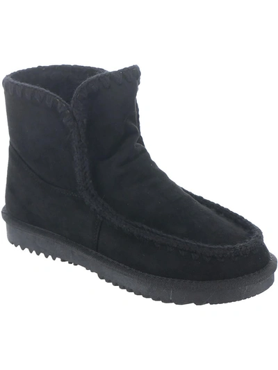 Very G Marvi Womens Faux Fur Lined Ankle Boots In Black