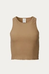 BY TOGETHER CROPPED RIBBED STRETCH-COTTON TOP IN MOCHA