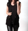 ANGEL DOUBLE ZIP HOODED VEST IN BLACK