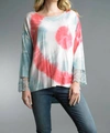 Tempo Paris Tie Dye And Lace Hi Low Sweater In Multi
