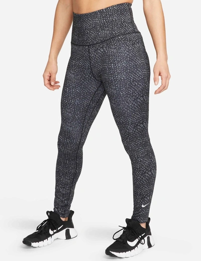 Nike One High Waisted 7/8 Printed Leggings In Black