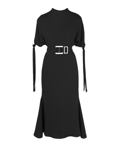 Edeline Lee Belted Pedernal Midi Dress In Black