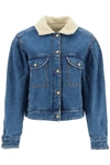 Blazé Milano Blaze Milano 'shire Sapphire' Denim Jacket With Teddy Fleece Lining