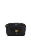 Coccinelle Pebbled Leather Shoulder Bag With Gold Tone Accents