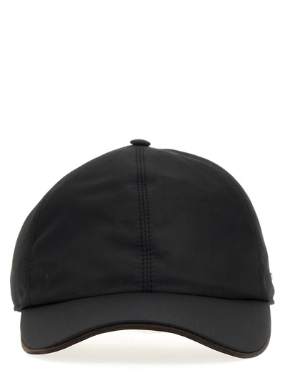 Zegna Black Perforated Cap In Bk1 Black Solid