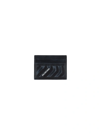 Balenciaga Leather Coin & Card Holder In Black,white