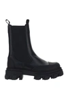 Ganni 55mm Leather Boots With Ankle Height In Black