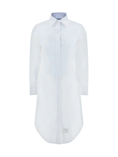 Thom Browne Long Sleeve Oxford Shirtdress In White