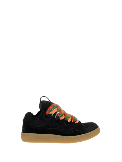 Lanvin Black Leather Curb Sneakers