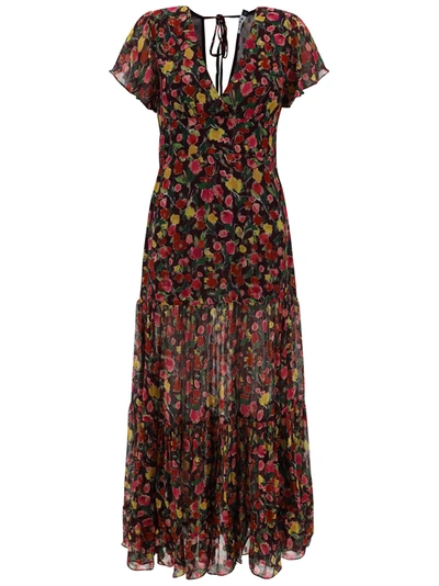 Rixo London Delicia Floral-print Maxi Dress In Fontainhas Floral Maroon