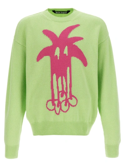 Palm Angels Douby Intarsia-knit Jumper In Green