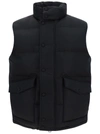 Alexander Mcqueen Men Padded And Quilted Nylon Sleeveless Jacket With Back Mcqueen Graffiti Print