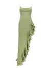 ALESSANDRA RICH DRESS LONG RUFFLES BOW DRESSES GREEN