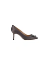 Manolo Blahnik Hangisi Pumps In Satin With Jewel Buckle