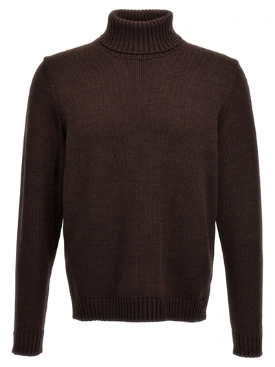 Zanone Wool Roll-neck Sweater In Brown