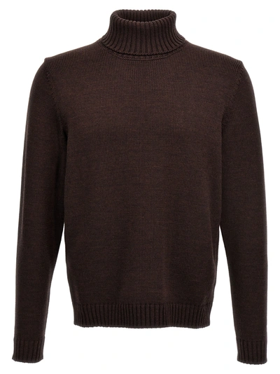 Zanone Wool Roll-neck Sweater In Braun