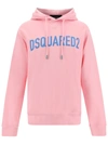 Dsquared2 Logo Cotton Jersey Hoodie In Baby Pink