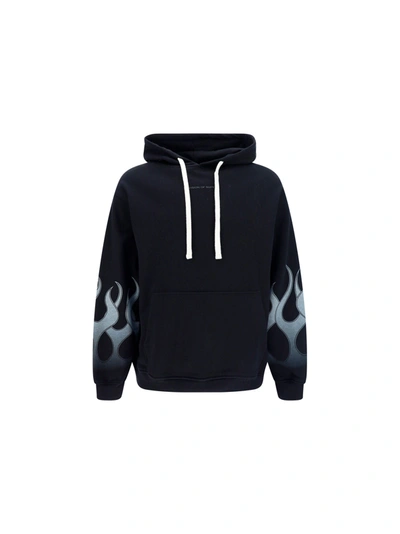 Vision Of Super Negative White Flames Hoodie In Nero