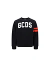 Gcds Crew Neck Sweater With Bold Logo And Striped Accents