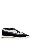 THOM BROWNE LONGWING BROUGE FLAT SHOES WHITE/BLACK
